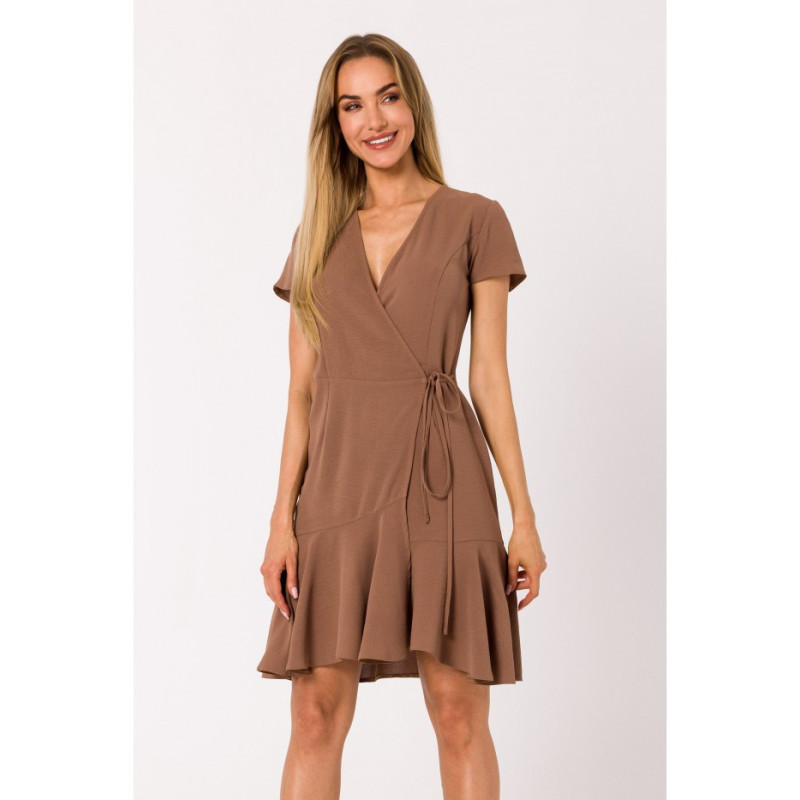 M741 Envelope dress with ruffle - chocolate