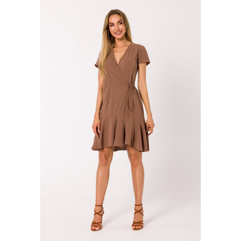 M741 Envelope dress with ruffle - chocolate