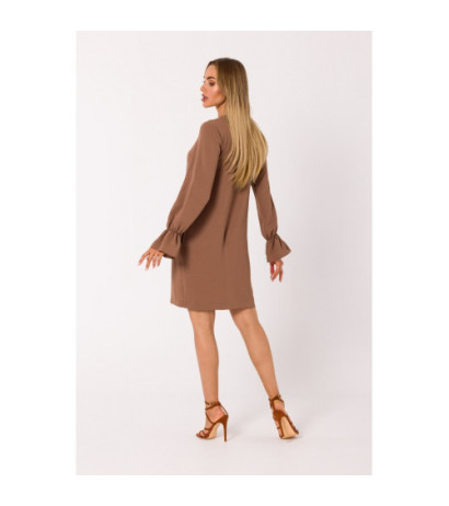 M742 Dress with lacing on the front - chocolate