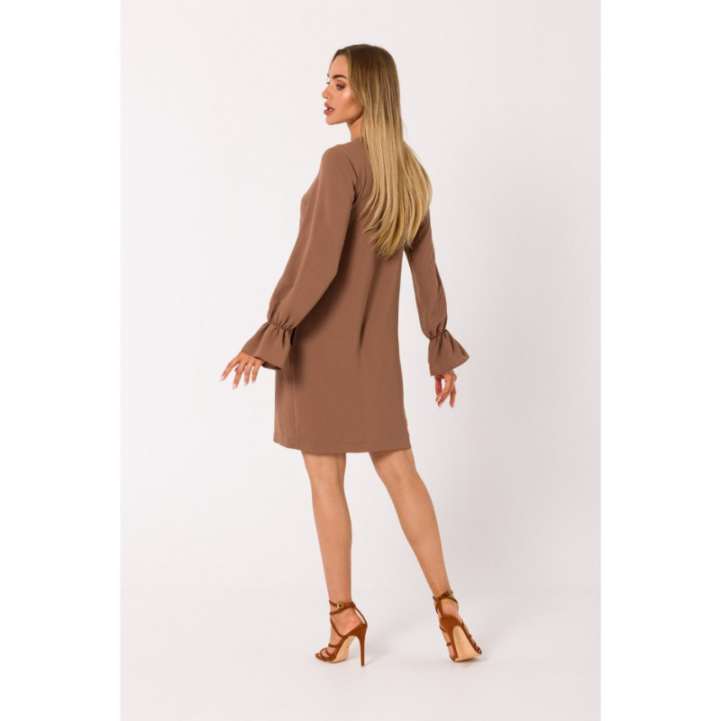 M742 Dress with lacing on the front - chocolate