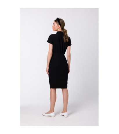 S335 Shirt dress with pleats - black