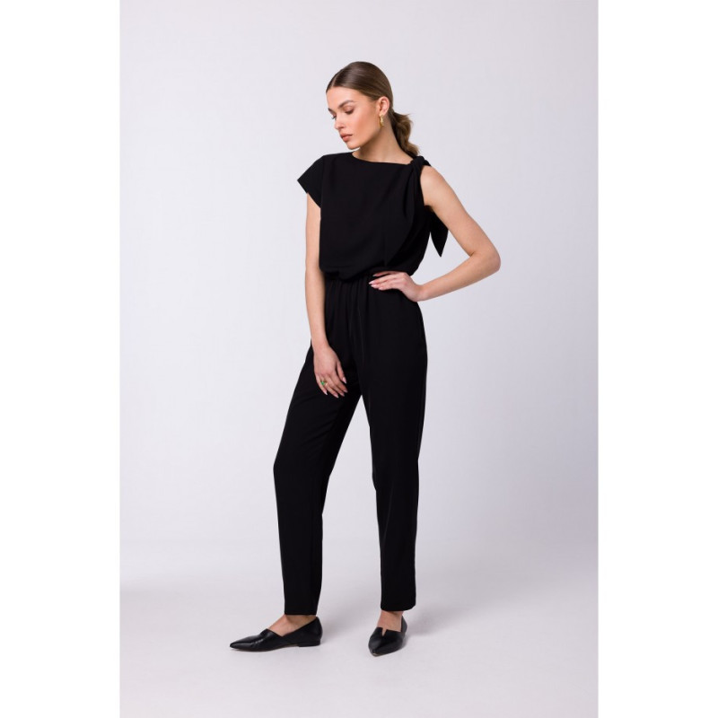 S345 Jumpsuit with shoulder tie - black