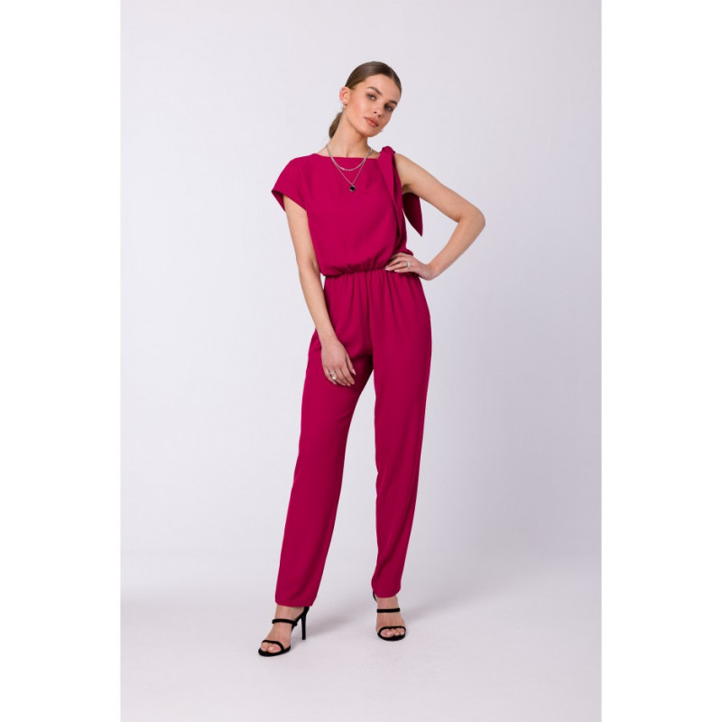 S345 Jumpsuit with shoulder tie - plum