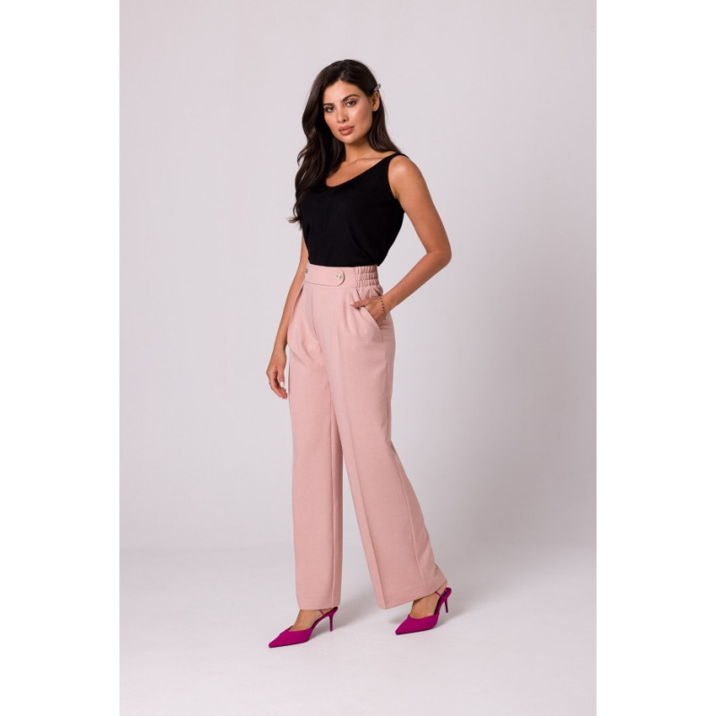 B252 Trousers with decorative buttons - pink