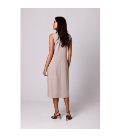 B254 Straight sleeveless midi dress - beige