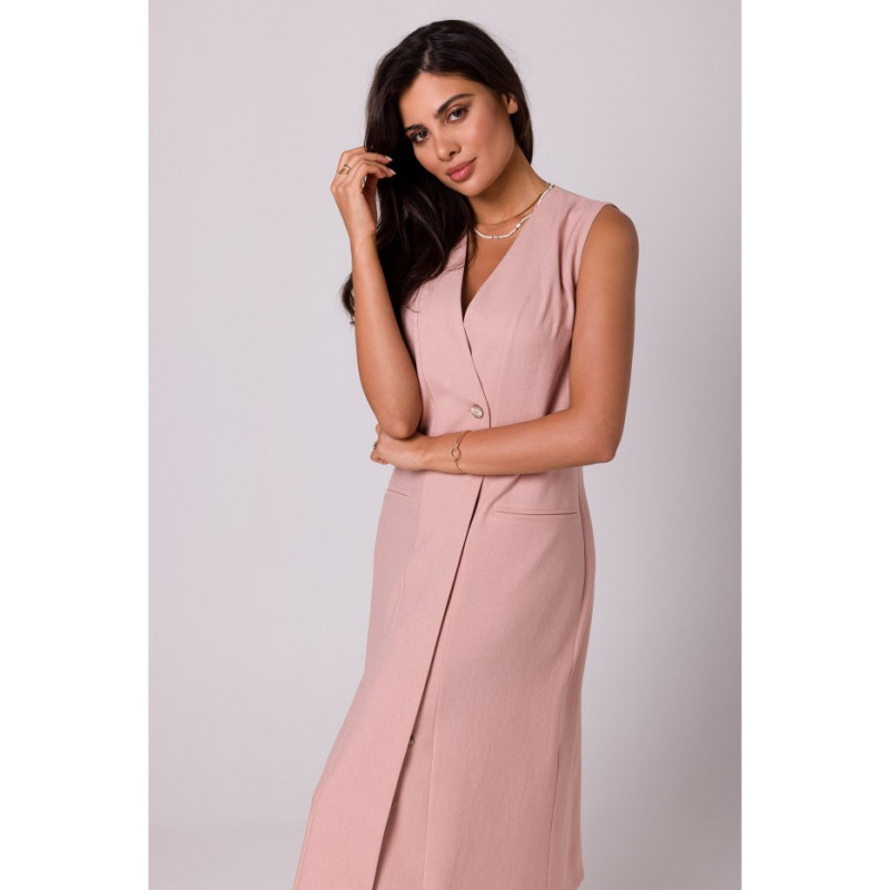 B254 Straight sleeveless midi dress - pink