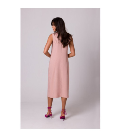 B254 Straight sleeveless midi dress - pink