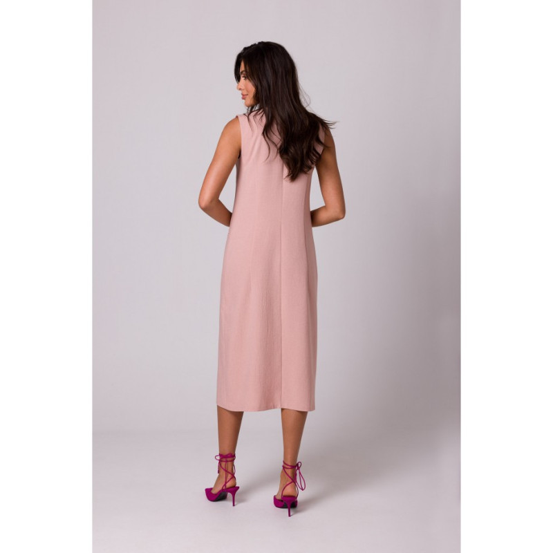 B254 Straight sleeveless midi dress - pink