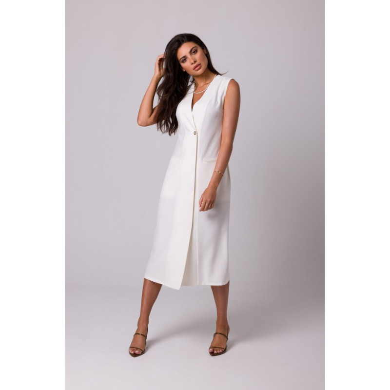 B254 Straight sleeveless midi dress - cream