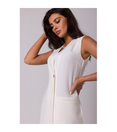 B254 Straight sleeveless midi dress - cream