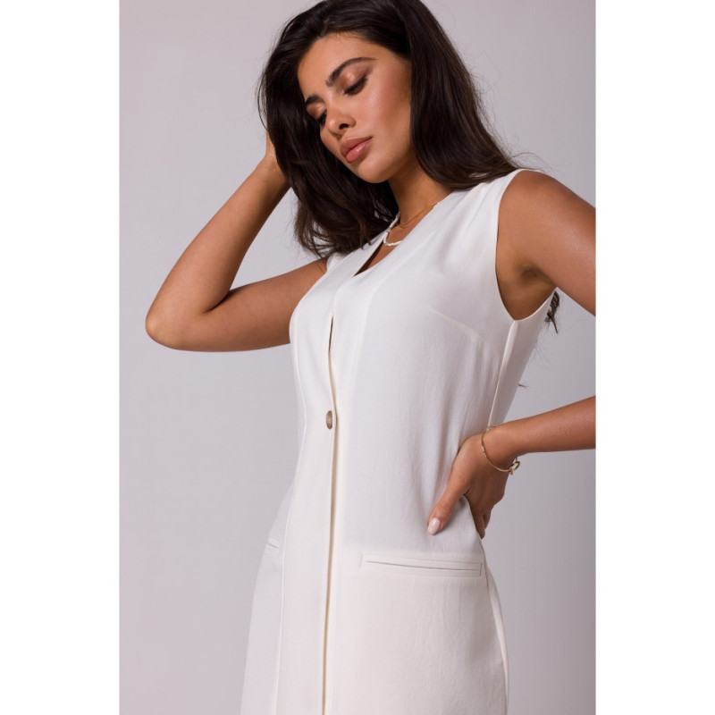 B254 Straight sleeveless midi dress - cream