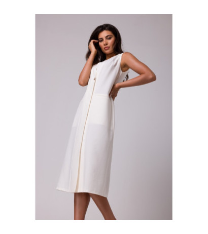 B254 Straight sleeveless midi dress - cream