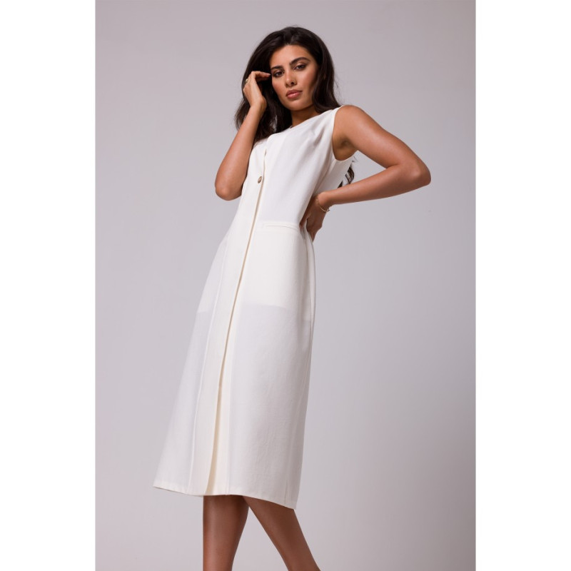 B254 Straight sleeveless midi dress - cream