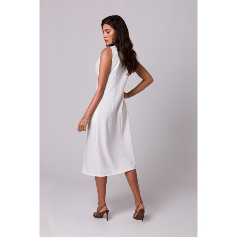 B254 Straight sleeveless midi dress - cream