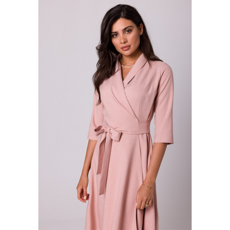 B255 Envelope dress with shawl collar - pink