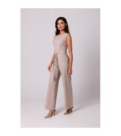 B256 Jumpsuit with patch pockets and belt - beige