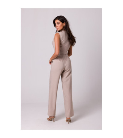 B256 Jumpsuit with patch pockets and belt - beige