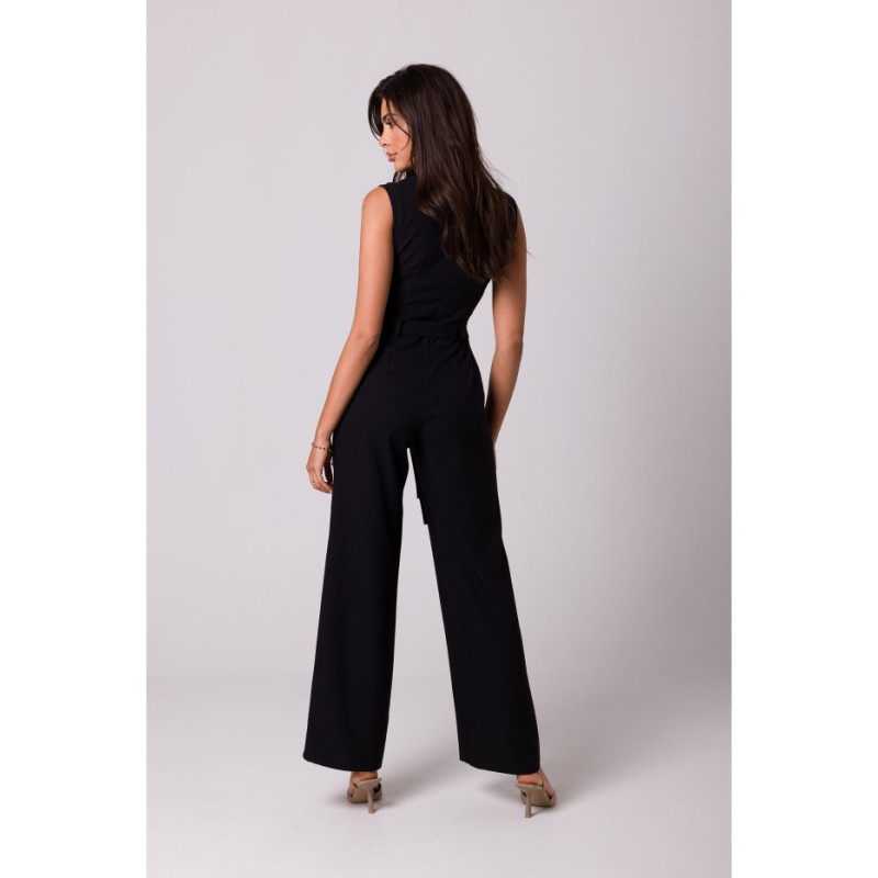 B256 Jumpsuit with patch pockets and belt - black