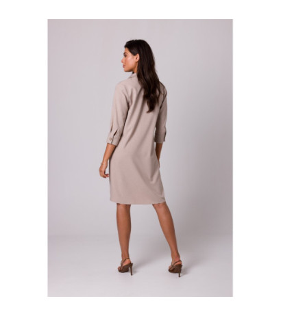 B257 Shirt dress with widened bottom - beige