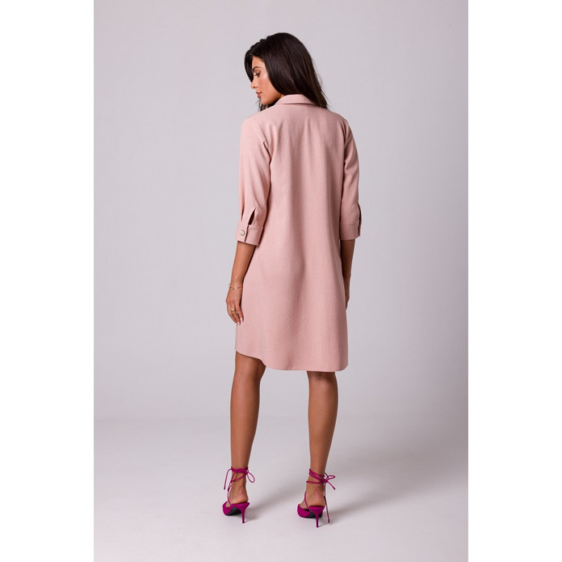 B257 Shirt dress with widened bottom - pink