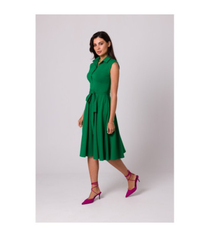 B261 Cotton dress with flared bottom - juicy green