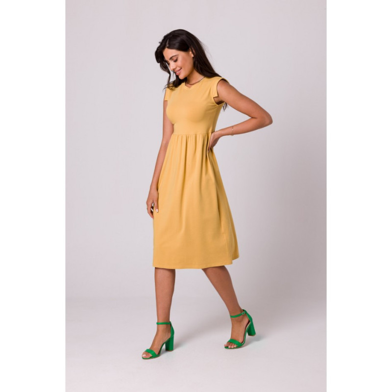 B262 Dress with elevated waist - honey-colored