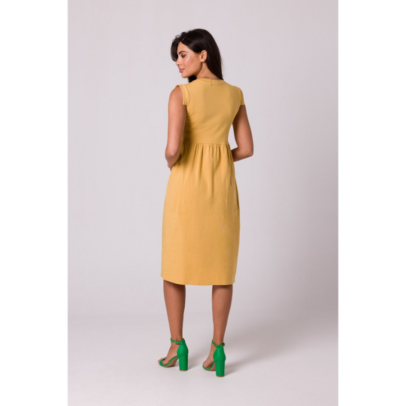 B262 Dress with elevated waist - honey-colored