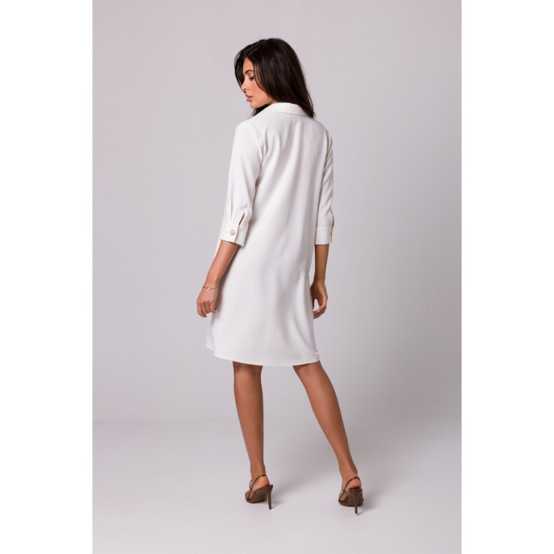 B257 Shirt dress with widened bottom - cream