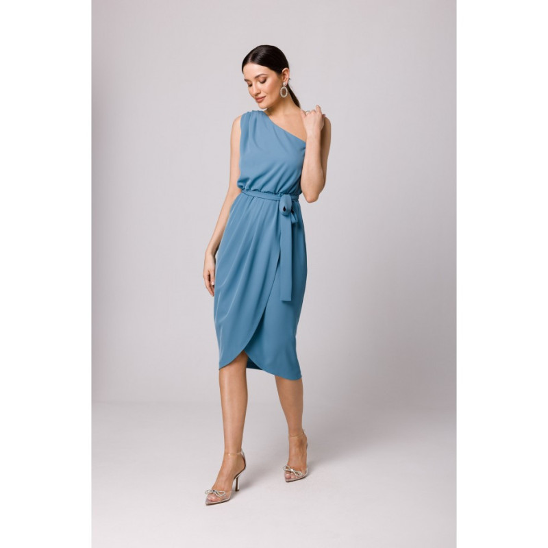 K160 One shoulder dress - cold blue