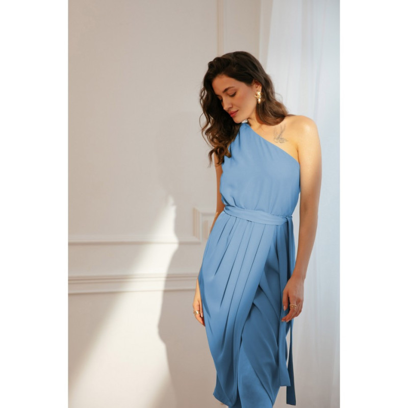 K160 One shoulder dress - cold blue