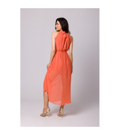 K169 chiffon maxi dress tied around the neck - orange