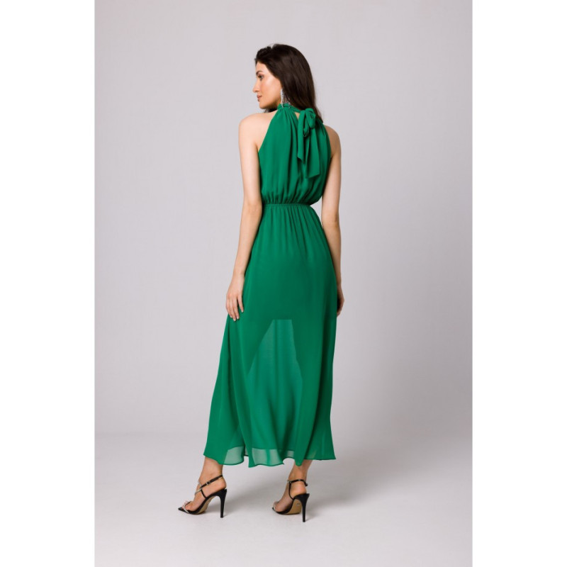 K169 chiffon maxi dress tied around the neck - luscious green