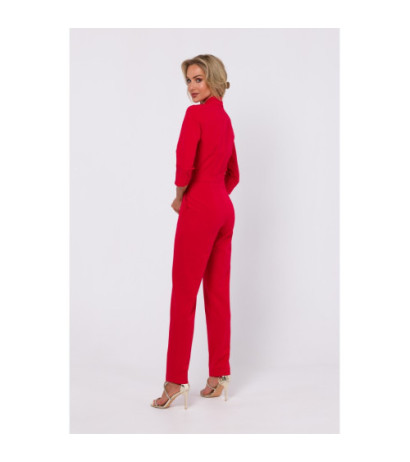 M751 Shawl collar jumpsuit - red