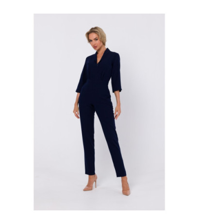 M751 Shawl collar jumpsuit - navy blue