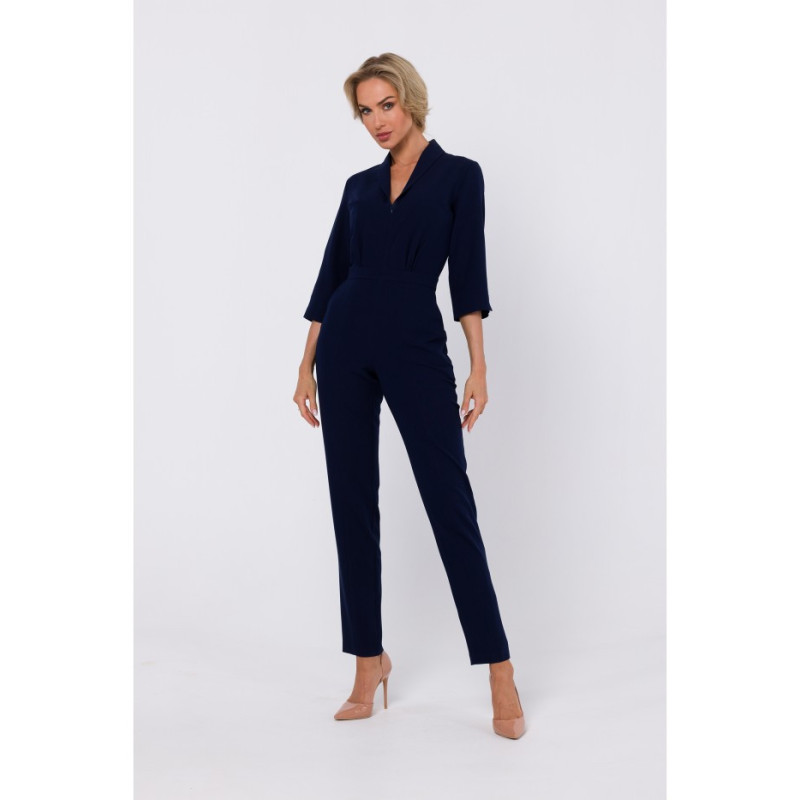 M751 Shawl collar jumpsuit - navy blue