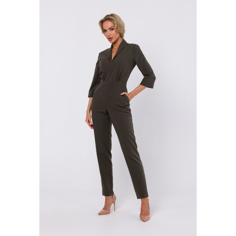 M751 Shawl collar jumpsuit - khaki