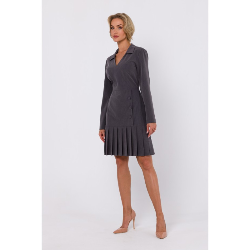 M752 Dress with pleated bottom - dark grey