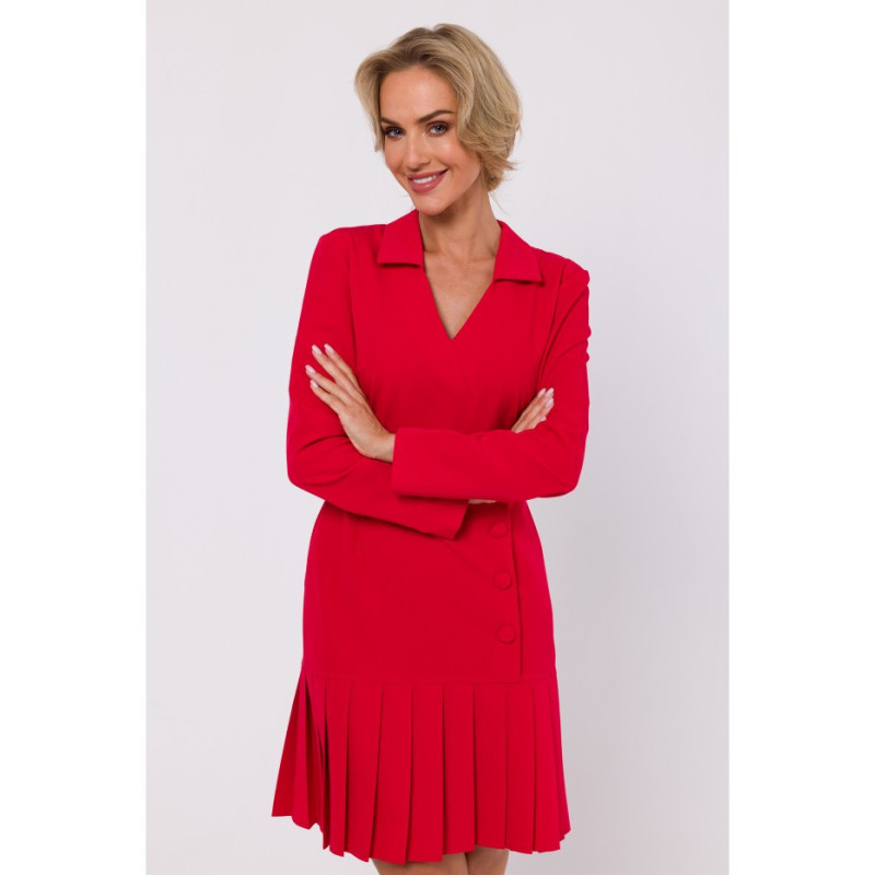 M752 Dress with pleated bottom - red