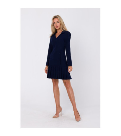 M752 Dress with pleated bottom - navy blue