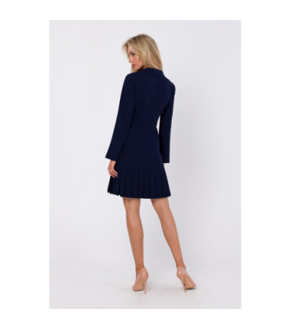 M752 Dress with pleated bottom - navy blue