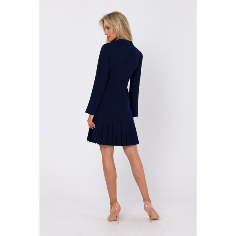 M752 Dress with pleated bottom - navy blue