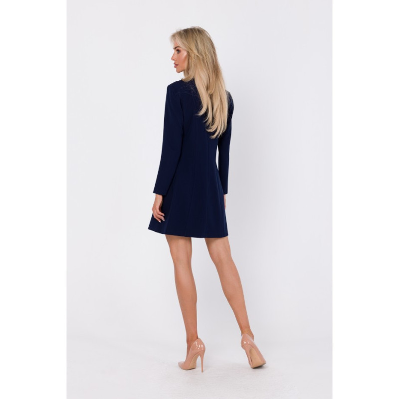 M753 Dress with decorative covered buttons - navy blue