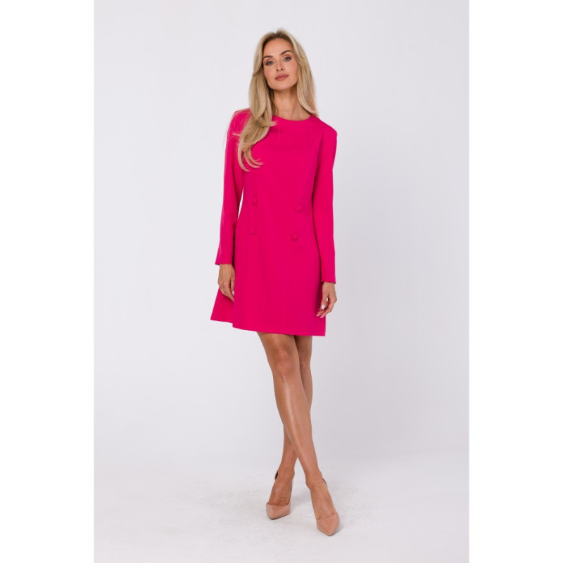 M753 Dress with decorative covered buttons - pink