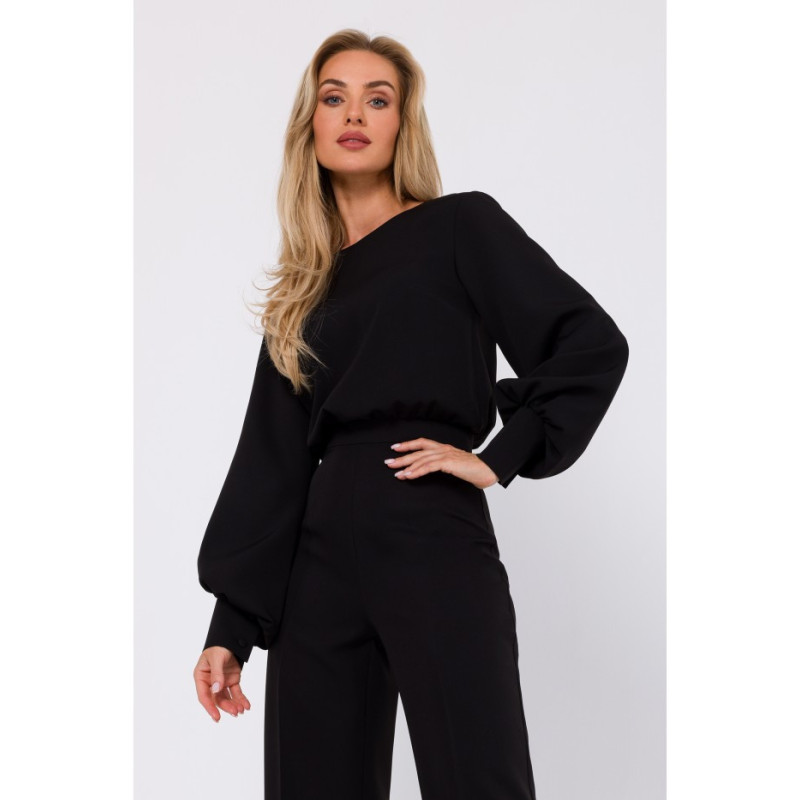 M754 Jumpsuit with decorative sleeves - black