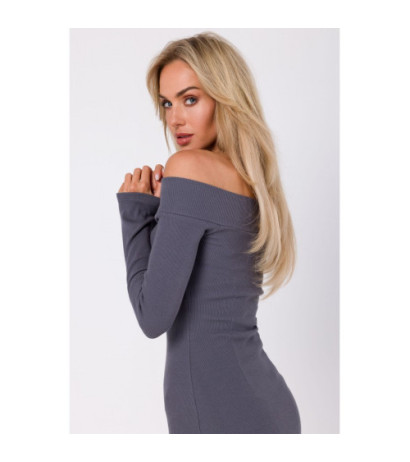 M757 Dress with neckline falling over shoulders - anthracite