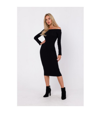 M757 Dress with neckline falling over shoulders - black