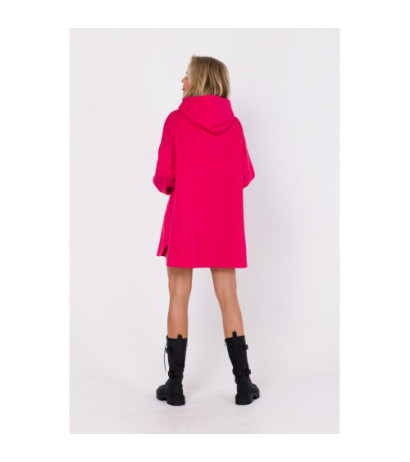 M762 Dress with hood and kangaroo pocket - raspberry