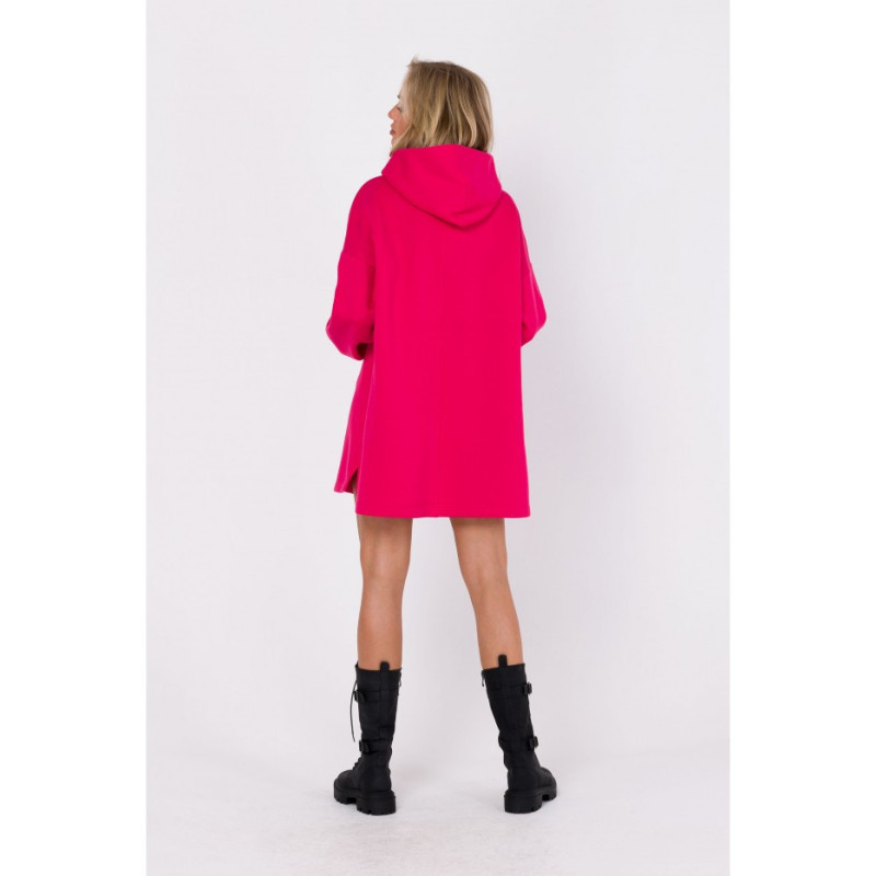 M762 Dress with hood and kangaroo pocket - raspberry