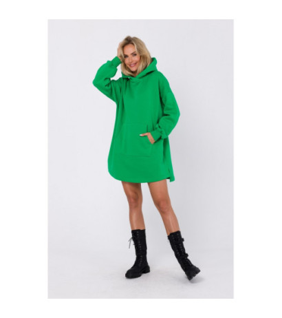 M762 Dress with hood and kangaroo pocket - juicy green