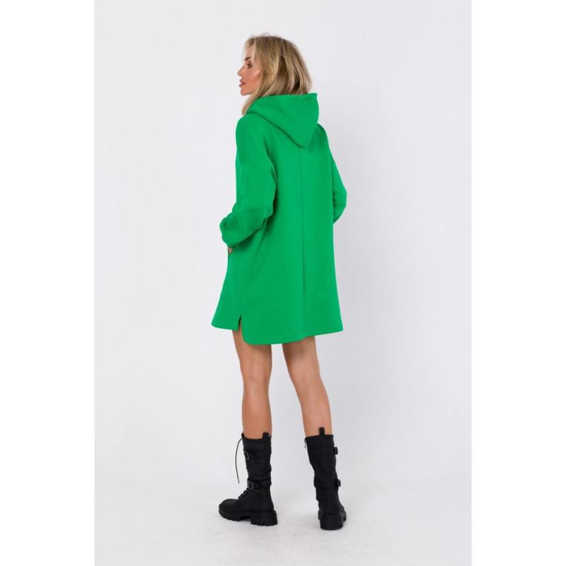 M762 Dress with hood and kangaroo pocket - juicy green